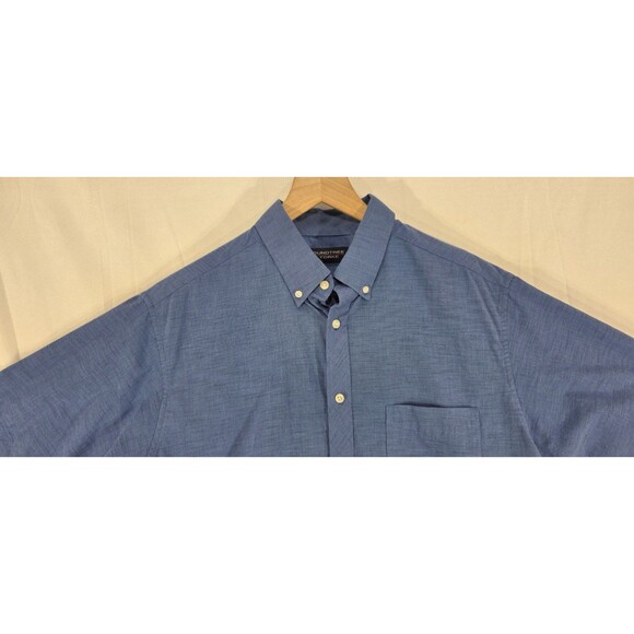Roundtree & Yorke Mens Cotton Shirt Short Sleeve Button Down Blue Size L - Picture 5 of 10